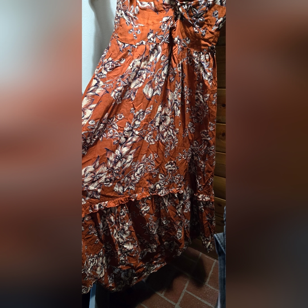 Angie Rust Floral Midi Dress P2p 13. 0052 - Picture 3 of 4
